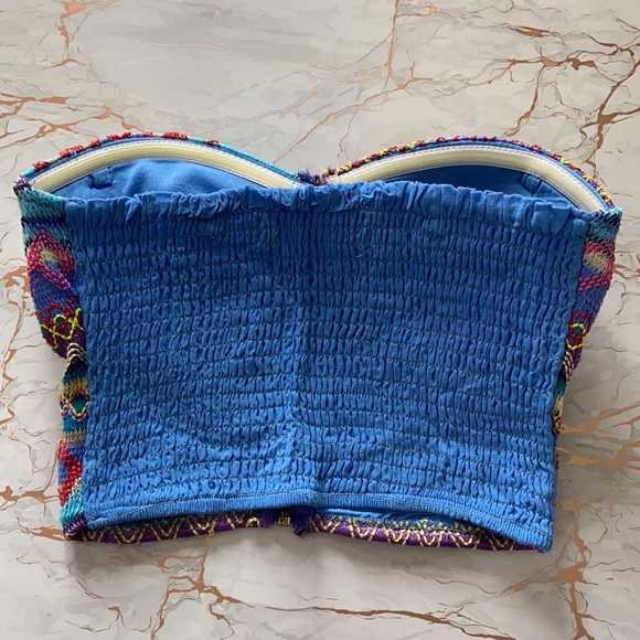 Reverse Neon Bohemian Patterned Bandeau Crop Tube Top - Picture 5 of 7